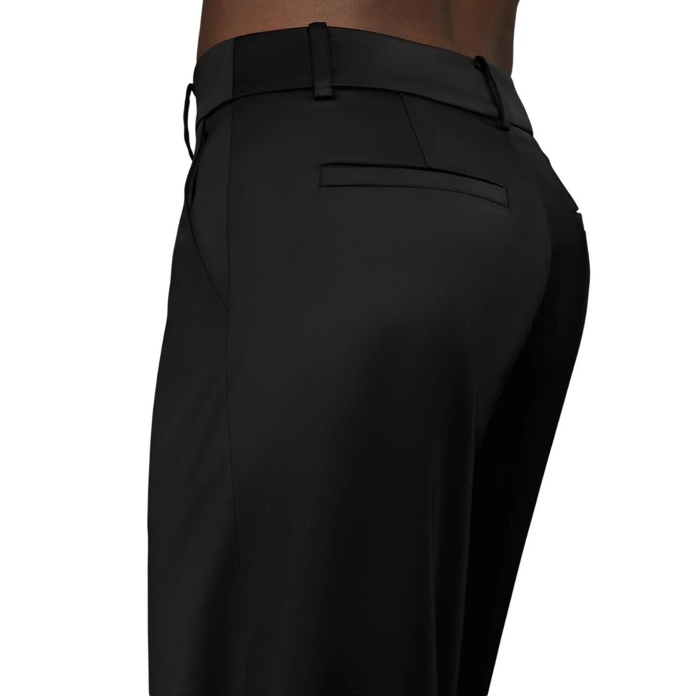 NEW Carbon38 Womens Black Satin Pants M Straight Leg High Rise Trousers Tailored - Picture 4 of 16